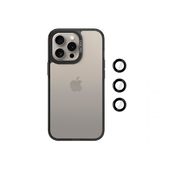 Protector rígido iPhone 15 Pro Max bordes negros con protectores de cámara  - en Cellular Center