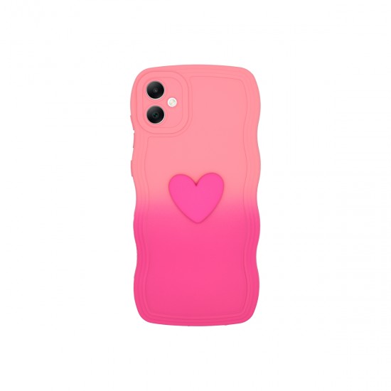 Protector Samsung Galaxy A05 degrade rosa/fucsia con corazón